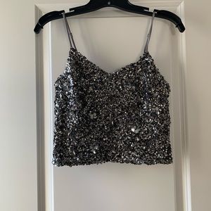 Express Sequin Crop Tank